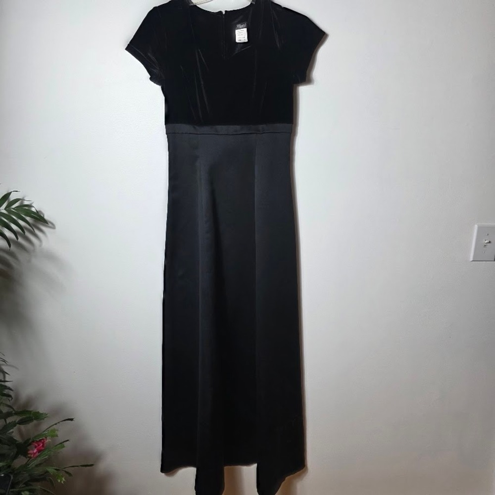 Vintage Cousins‎ Concert Attire Black Velvet Satin Dress Formal  Gown Size 8